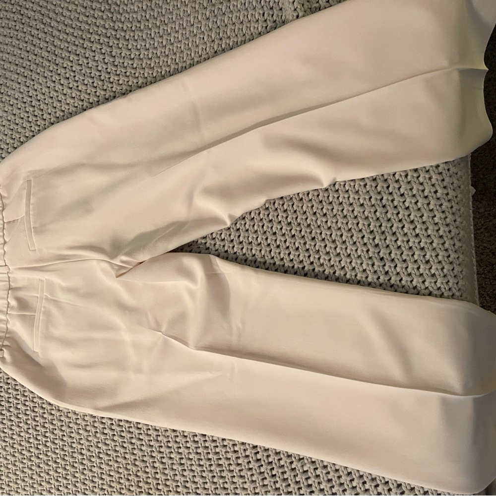 Curve love Abercrombie & Fitch Cream Sloane Wide Leg Pants - Picture 8 of 9